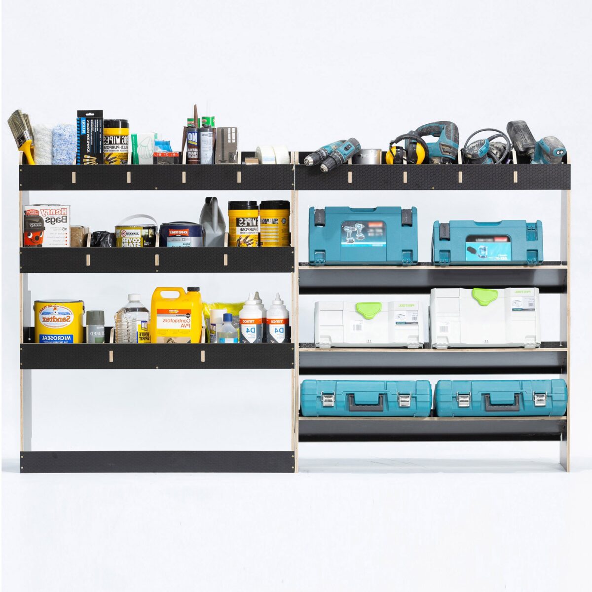 Estanterías Ford Transit Custom L2 2013-23 Estanterías Triples con Caja de Herramientas Furgoneta – Tablero Fenólico - Imagen 7